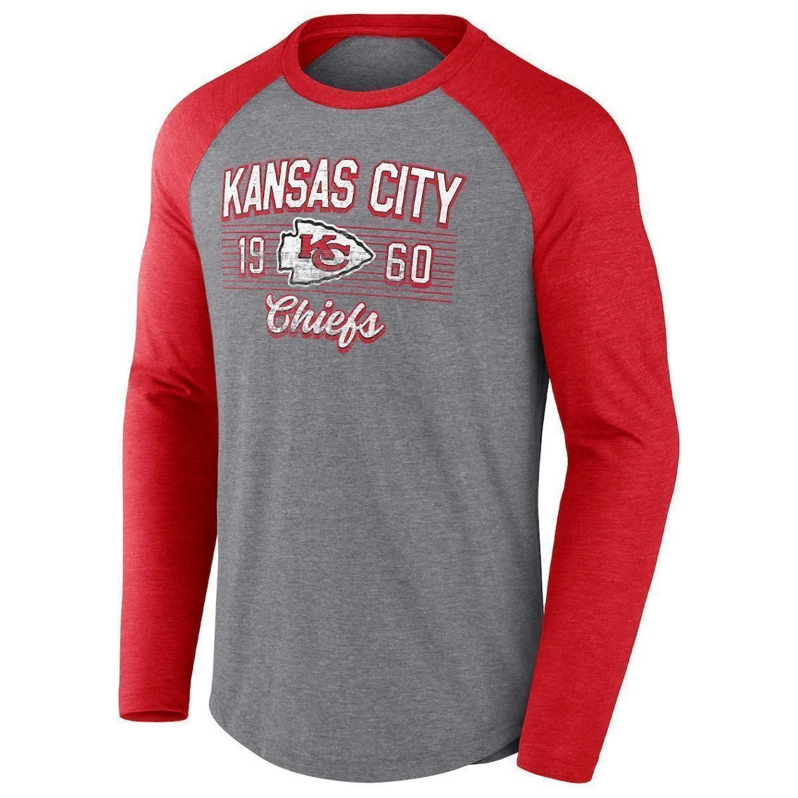 Fanatics Branded Men's Heathered Gray/Heathered Red Kansas City Chiefs Weekend Casual Raglan Long Sleeve T-Shirt 5 Fanatics Branded Men's Heathered Gray/Heathered Red Kansas City Chiefs Weekend Casual Raglan Long Sleeve T-Shirt - Image 3