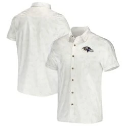 NFL X Darius Rucker Collection By Fanatics Men's White Baltimore Ravens Woven Button-Up T-Shirt