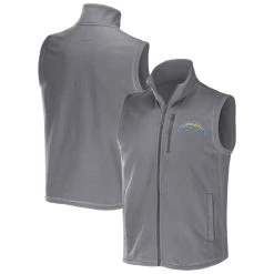 NFL X Darius Rucker Collection By Fanatics Men's Gray Los Angeles Chargers Polar Fleece Full-Zip Vest