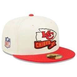 New Era Men's Cream/Red Kansas City Chiefs 2022 Sideline 59FIFTY Fitted Hat