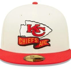 New Era Men's Cream/Red Kansas City Chiefs 2022 Sideline 59FIFTY Fitted Hat -Mitchell & Ness store DSCO1147415019 6662 ALT2