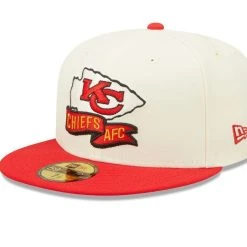 New Era Men's Cream/Red Kansas City Chiefs 2022 Sideline 59FIFTY Fitted Hat -Mitchell & Ness store DSCO1147415019 6662 ALT3