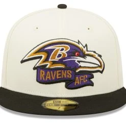 New Era Men's Cream/Black Baltimore Ravens 2022 Sideline 59FIFTY Fitted Hat -Mitchell & Ness store DSCO1147415036 6662 ALT2