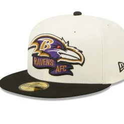 New Era Men's Cream/Black Baltimore Ravens 2022 Sideline 59FIFTY Fitted Hat -Mitchell & Ness store DSCO1147415036 6662 ALT3
