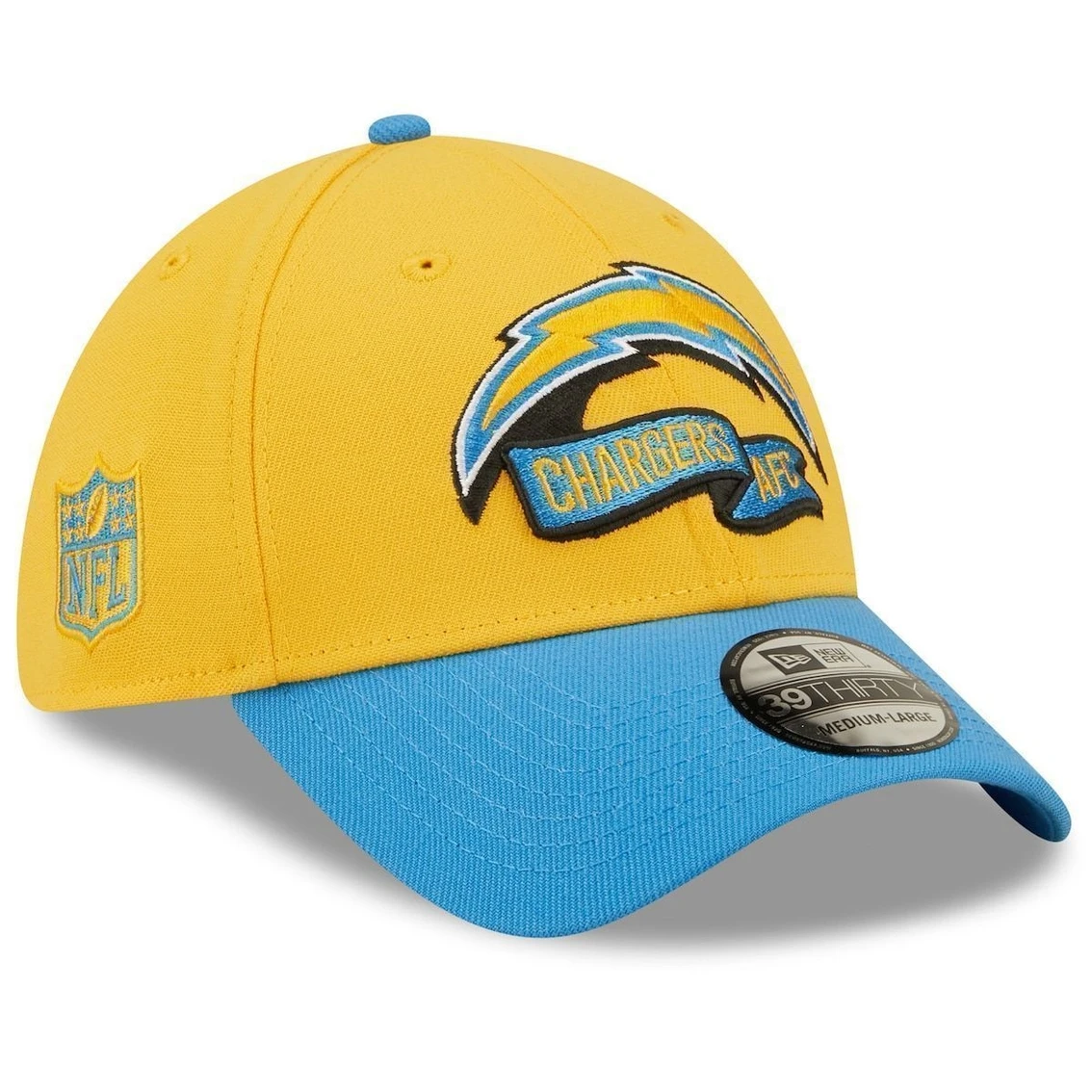 New Era Men's Gold/Blue Los Angeles Chargers 2022 Sideline 39THIRTY Flex Hat 4 New Era Men's Gold/Blue Los Angeles Chargers 2022 Sideline 39THIRTY Flex Hat - Image 2