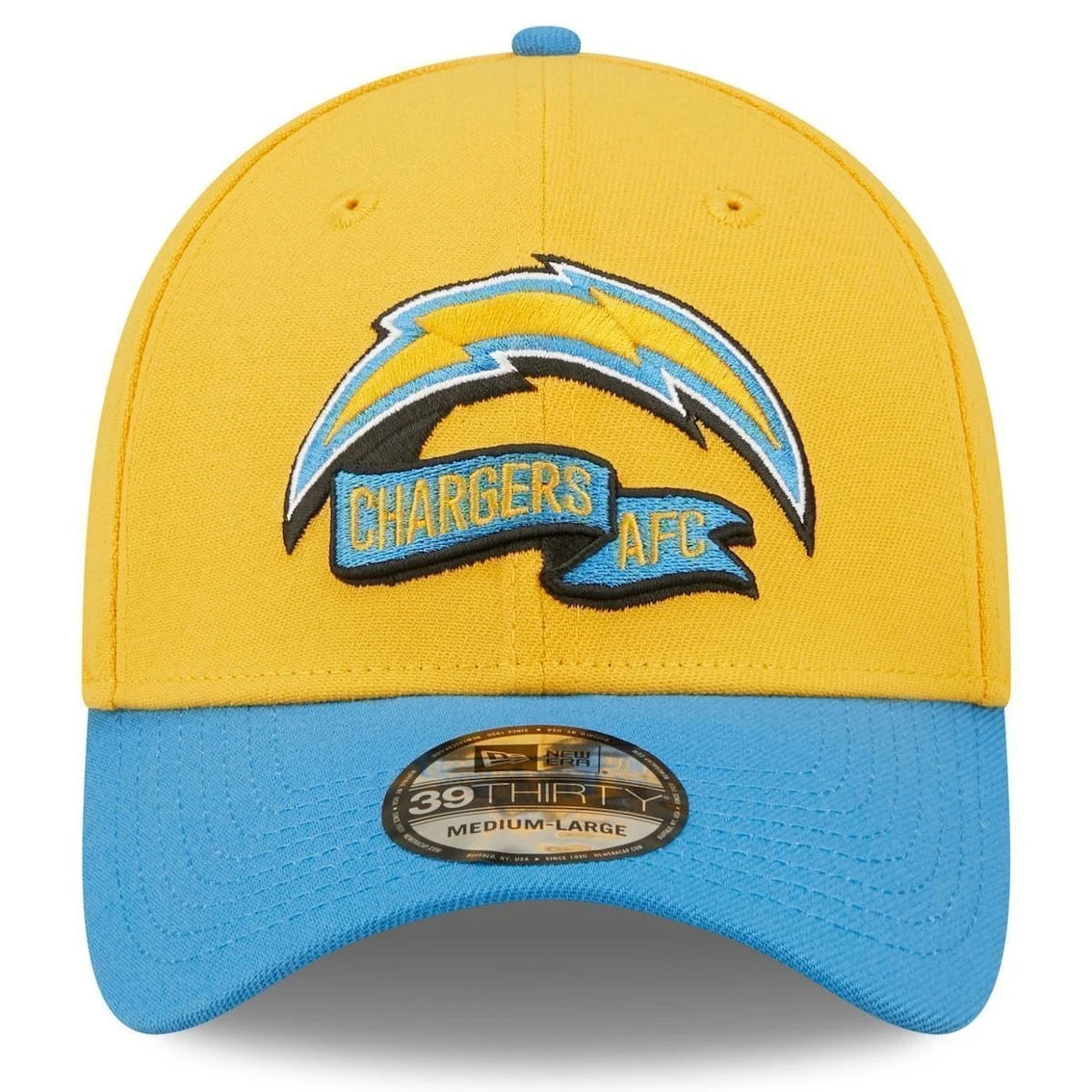 New Era Men's Gold/Blue Los Angeles Chargers 2022 Sideline 39THIRTY Flex Hat 5 New Era Men's Gold/Blue Los Angeles Chargers 2022 Sideline 39THIRTY Flex Hat - Image 3