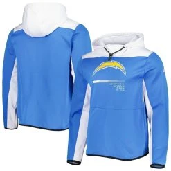 New Era Men's Powder Blue Los Angeles Chargers Combine Authentic Hard Hitter Pullover Hoodie