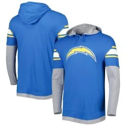 New Era Men's Powder Blue Los Angeles Chargers Long Sleeve Hoodie T-Shirt