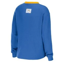 WEAR By Erin Andrews Women's Powder Blue Los Angeles Chargers Waffle Henley Long Sleeve T-Shirt -Mitchell & Ness store DSCO1148300994 1191 ALT3
