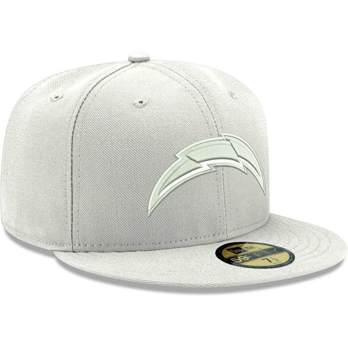 New Era Men's Los Angeles Chargers White On White Logo 59FIFTY Fitted Hat 6 New Era Men's Los Angeles Chargers White On White Logo 59FIFTY Fitted Hat - Image 4