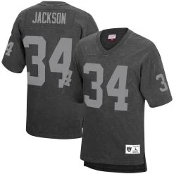 Mitchell & Ness Men's Bo Jackson Black Los Angeles Raiders Retired Player Name & Number Acid Wash Top