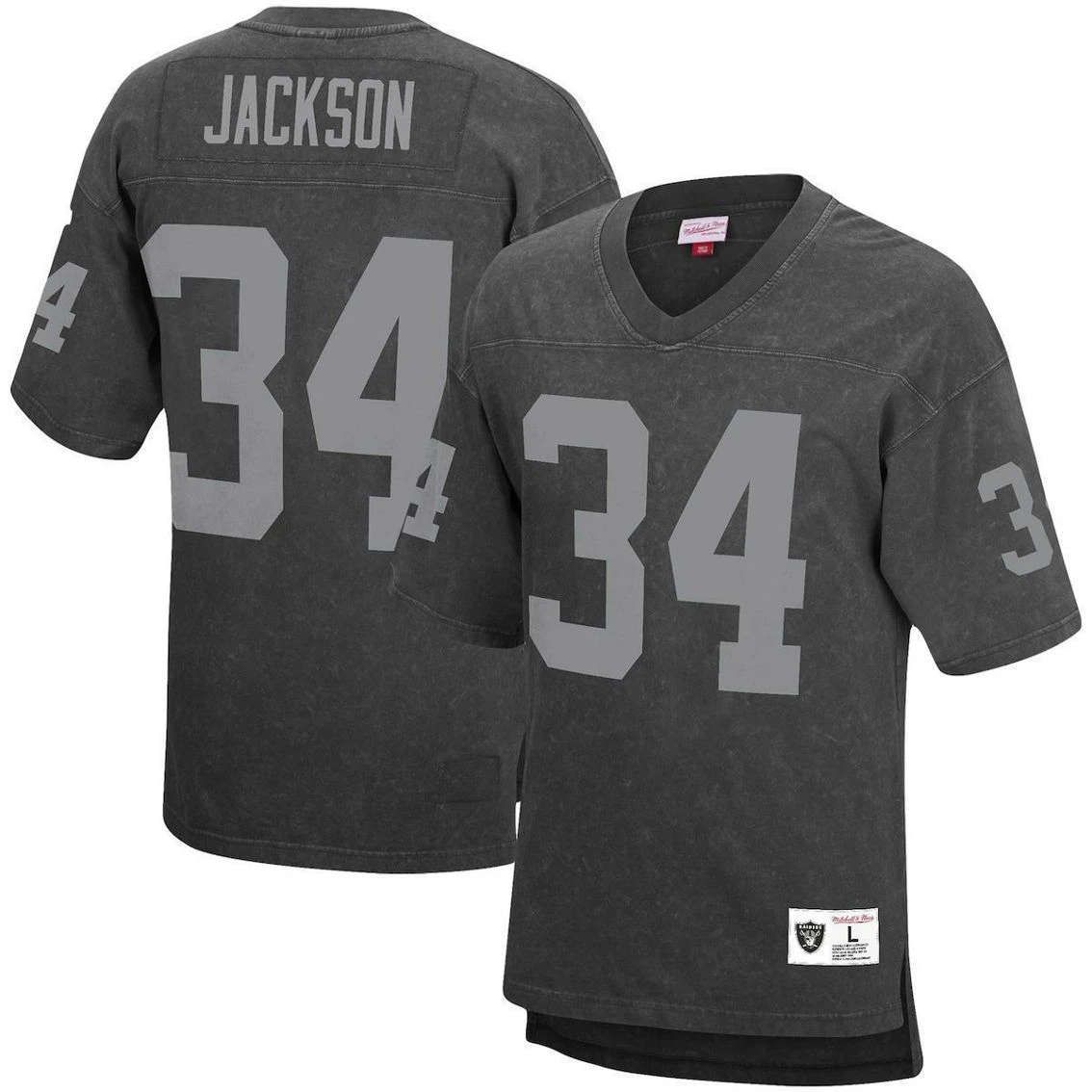Mitchell & Ness Men's Bo Jackson Black Los Angeles Raiders Retired Player Name & Number Acid Wash Top 4 Mitchell & Ness Men's Bo Jackson Black Los Angeles Raiders Retired Player Name & Number Acid Wash Top - Image 2