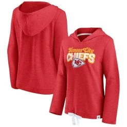 Women's Fanatics Branded Heathered Red Kansas City Chiefs First Team Flowy Pullover Hoodie