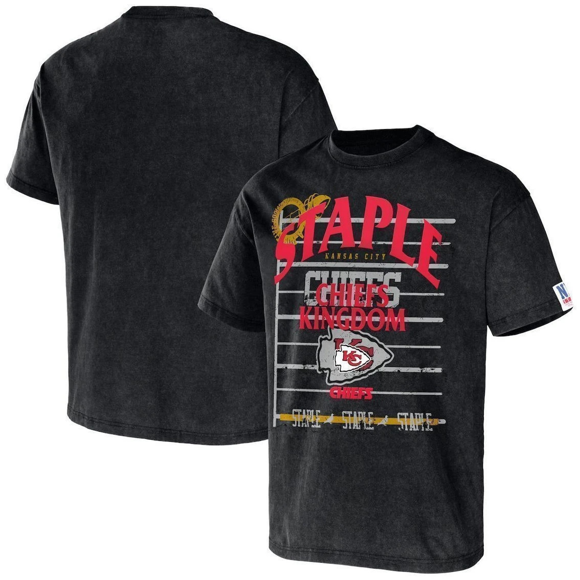 Staple Men's NFL X Black Kansas City Chiefs Throwback Vintage Wash T-Shirt 3 Staple Men's NFL X Black Kansas City Chiefs Throwback Vintage Wash T-Shirt