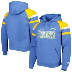 Starter Men's Powder Blue Los Angeles Chargers Draft Fleece Raglan Pullover Hoodie