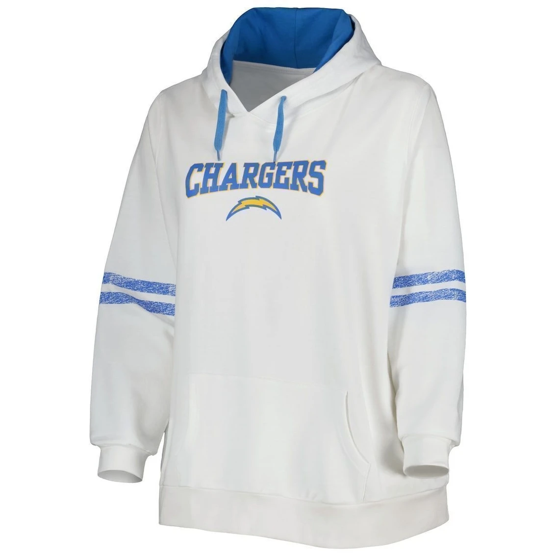 Profile Women's Justin Herbert White/Powder Blue Los Angeles Chargers Plus Size Name & Number Pullover Hoodie 5 Profile Women's Justin Herbert White/Powder Blue Los Angeles Chargers Plus Size Name & Number Pullover Hoodie - Image 3