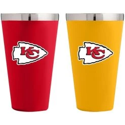 The Memory Company Kansas City Chiefs Team Color 2-Pack 16oz. Pint Glass Set -Mitchell & Ness store DSCO1148308034 0000 ALT1