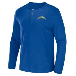 NFL X Darius Rucker Collection By Fanatics Men's Royal Los Angeles Chargers Slub Jersey Henley Long Sleeve T-Shirt -Mitchell & Ness store DSCO1148308119 1350 ALT2