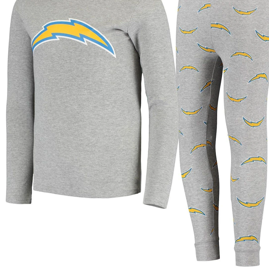 Outerstuff Youth Gray Los Angeles Chargers Long Sleeve T-Shirt & Pants Sleep Set 4 Outerstuff Youth Gray Los Angeles Chargers Long Sleeve T-Shirt & Pants Sleep Set - Image 2