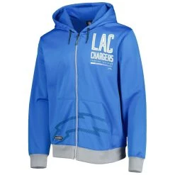 New Era Men's Powder Blue Los Angeles Chargers Combine Authentic Drop Back Full-Zip Hoodie -Mitchell & Ness store DSCO1148309111 1191 ALT2