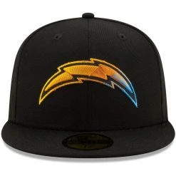 New Era Men's Black Los Angeles Chargers Logo Color Dim 59FIFTY Fitted Hat -Mitchell & Ness store DSCO1148310190 1007 ALT2