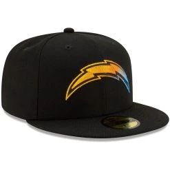New Era Men's Black Los Angeles Chargers Logo Color Dim 59FIFTY Fitted Hat -Mitchell & Ness store DSCO1148310190 1007 ALT3