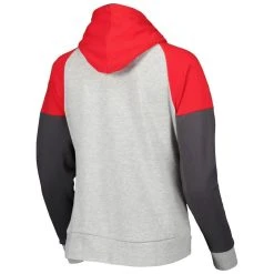 Women's Antigua Heathered Gray/Red Kansas City Chiefs Jackpot Raglan Half-Zip Pullover Hoodie -Mitchell & Ness store DSCO1148310677 FJad ALT3