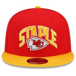 New Era X Staple Men's Red/Gold Kansas City Chiefs NFL X Collection 9FIFTY Snapback Adjustable Hat -Mitchell & Ness store DSCO1148312437 2910 ALT2