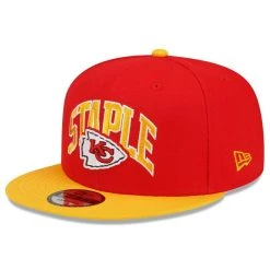 New Era X Staple Men's Red/Gold Kansas City Chiefs NFL X Collection 9FIFTY Snapback Adjustable Hat -Mitchell & Ness store DSCO1148312437 2910 ALT3