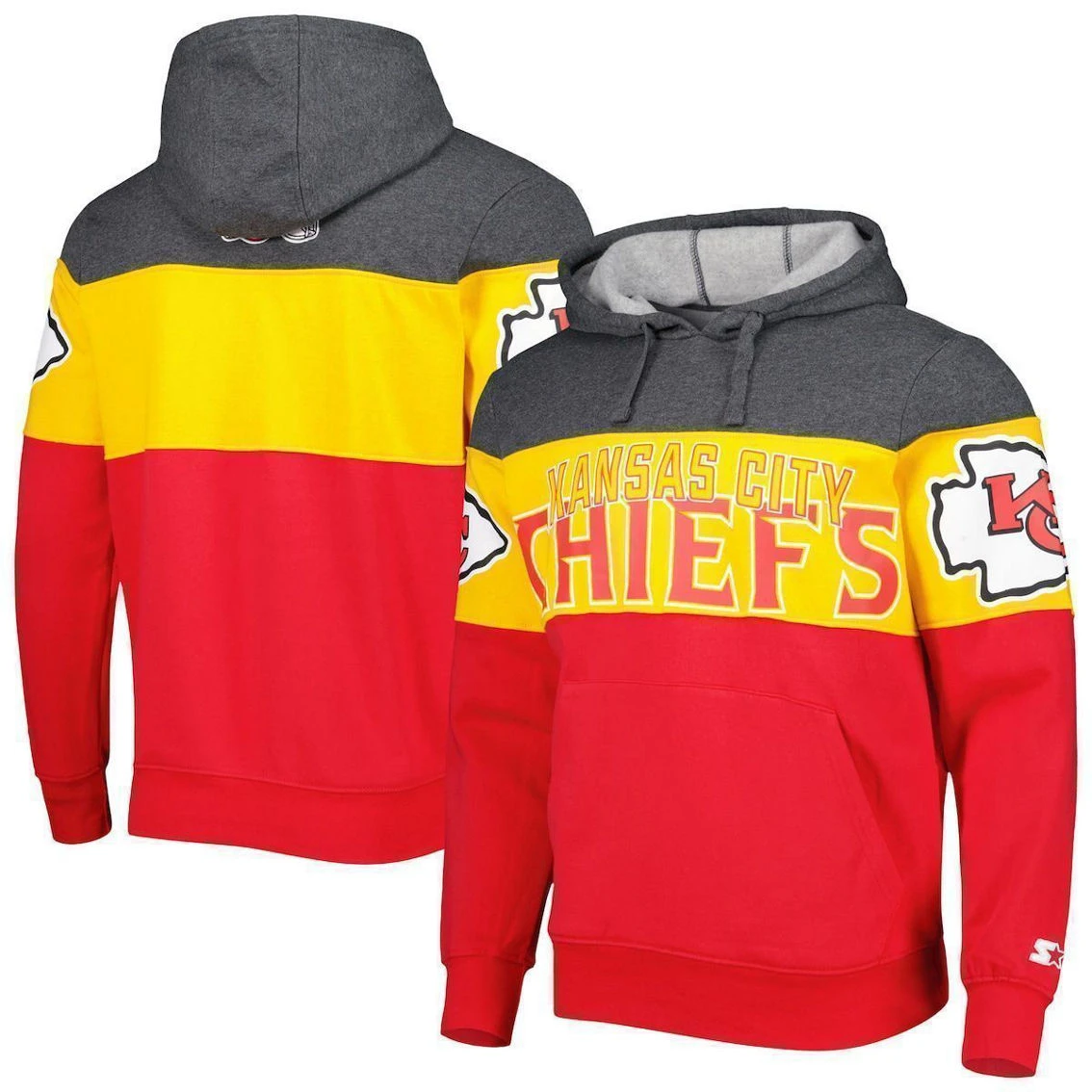 Men's Starter Heather Charcoal/Red Kansas City Chiefs Extreme Pullover Hoodie 4 Men's Starter Heather Charcoal/Red Kansas City Chiefs Extreme Pullover Hoodie - Image 2