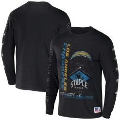 Staple Men's NFL X Black Los Angeles Chargers World Renowned Long Sleeve T-Shirt