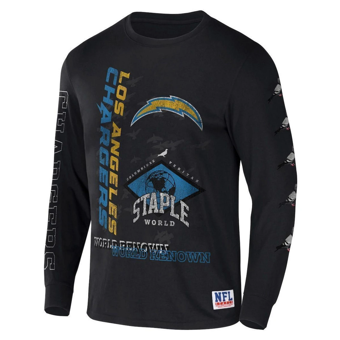Staple Men's NFL X Black Los Angeles Chargers World Renowned Long Sleeve T-Shirt 5 Staple Men's NFL X Black Los Angeles Chargers World Renowned Long Sleeve T-Shirt - Image 3