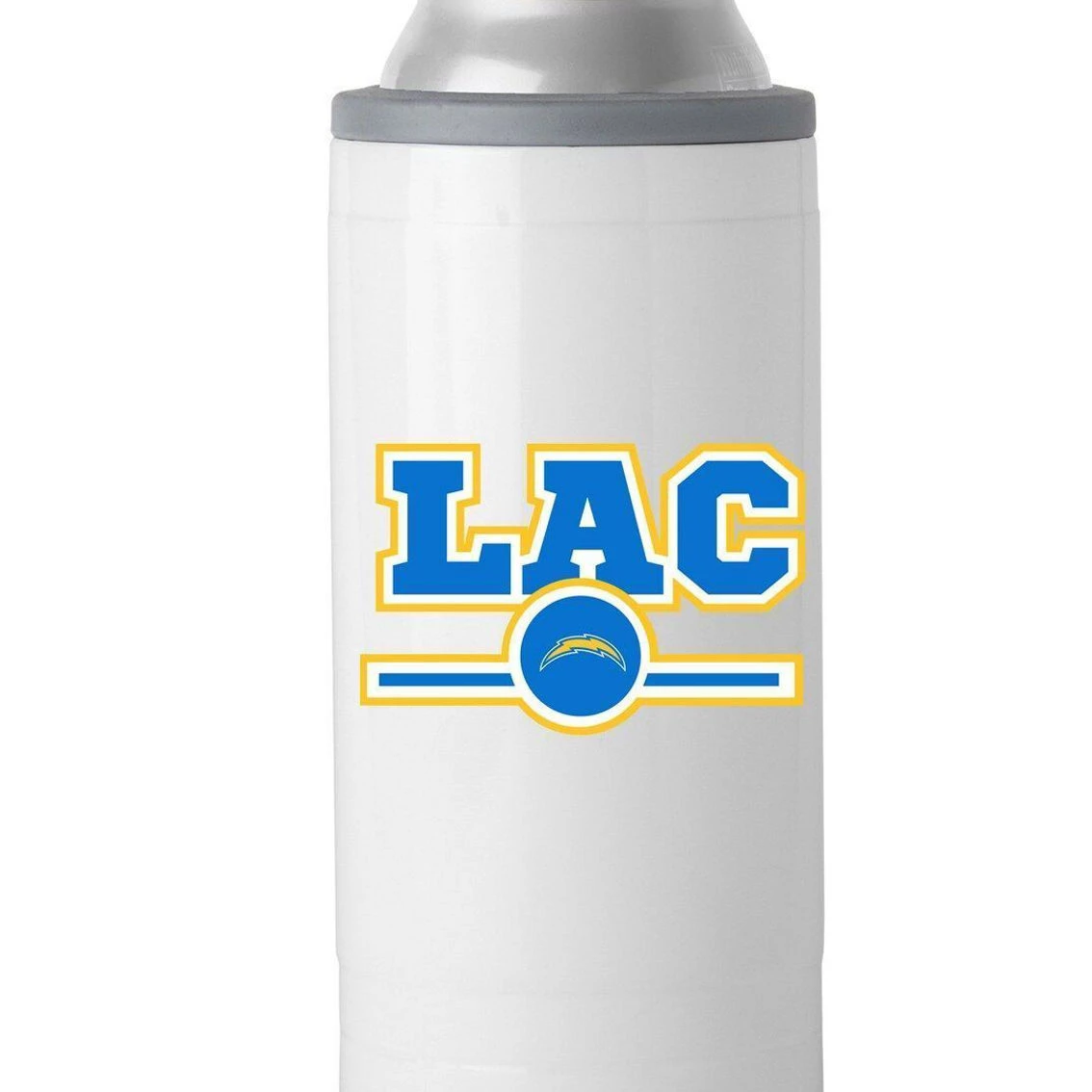 Logo Brands Los Angeles Chargers 12oz. Letterman Slim Can Cooler 3 Logo Brands Los Angeles Chargers 12oz. Letterman Slim Can Cooler
