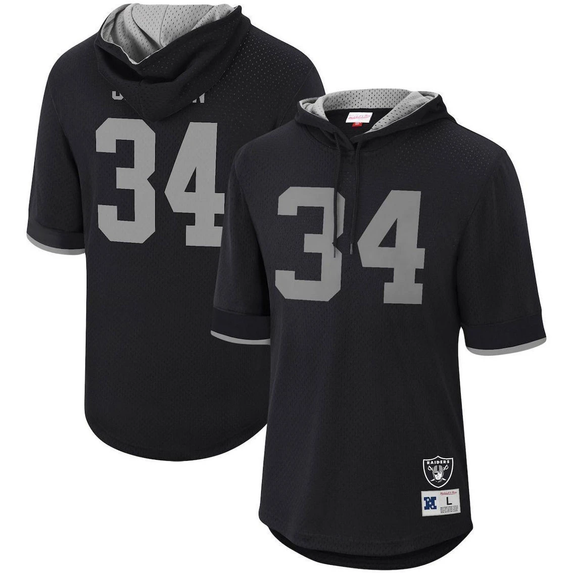 Men's Mitchell & Ness Bo Jackson Black Los Angeles Raiders Retired Player Mesh Name & Number Hoodie T-Shirt 3 Men's Mitchell & Ness Bo Jackson Black Los Angeles Raiders Retired Player Mesh Name & Number Hoodie T-Shirt