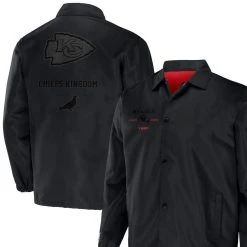 Men's NFL X Staple Black Kansas City Chiefs Coaches Full-Snap Jacket