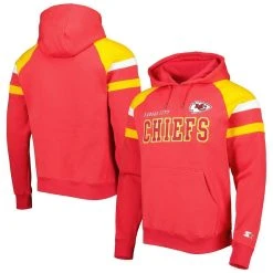 Starter Men's Red Kansas City Chiefs Draft Fleece Raglan Pullover Hoodie