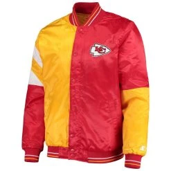 Starter Men's Red/Yellow Kansas City Chiefs Leader Varsity Satin Full-Snap Jacket -Mitchell & Ness store DSCO1148324132 2910 ALT2