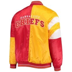Starter Men's Red/Yellow Kansas City Chiefs Leader Varsity Satin Full-Snap Jacket -Mitchell & Ness store DSCO1148324132 2910 ALT3
