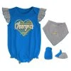Outerstuff Girls Newborn & Infant Powder Blue/Heathered Gray Los Angeles Chargers All The Love Bodysuit Bib & Booties Set -Mitchell & Ness store DSCO1148324495 1191