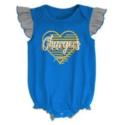 Outerstuff Girls Newborn & Infant Powder Blue/Heathered Gray Los Angeles Chargers All The Love Bodysuit Bib & Booties Set -Mitchell & Ness store DSCO1148324495 1191 ALT2