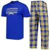 Concepts Sport Men's Royal/Gold Los Angeles Chargers Badge Top & Pants Sleep Set