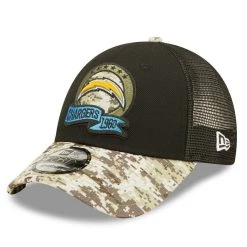 New Era Men's Black/Camo Los Angeles Chargers 2022 Salute To Service 9FORTY Snapback Trucker Hat -Mitchell & Ness store DSCO1150331714 1007 ALT3