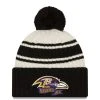 Youth New Era Cream/Black Baltimore Ravens 2022 Sideline Sport Cuffed Pom Knit Hat 1 Youth New Era Cream/Black Baltimore Ravens 2022 Sideline Sport Cuffed Pom Knit Hat -Mitchell & Ness store DSCO1150497597 6662