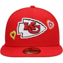 Men's New Era Red Kansas City Chiefs Chain Stitch Heart 59FIFTY Fitted Hat -Mitchell & Ness store DSCO1150992211 2910 ALT2