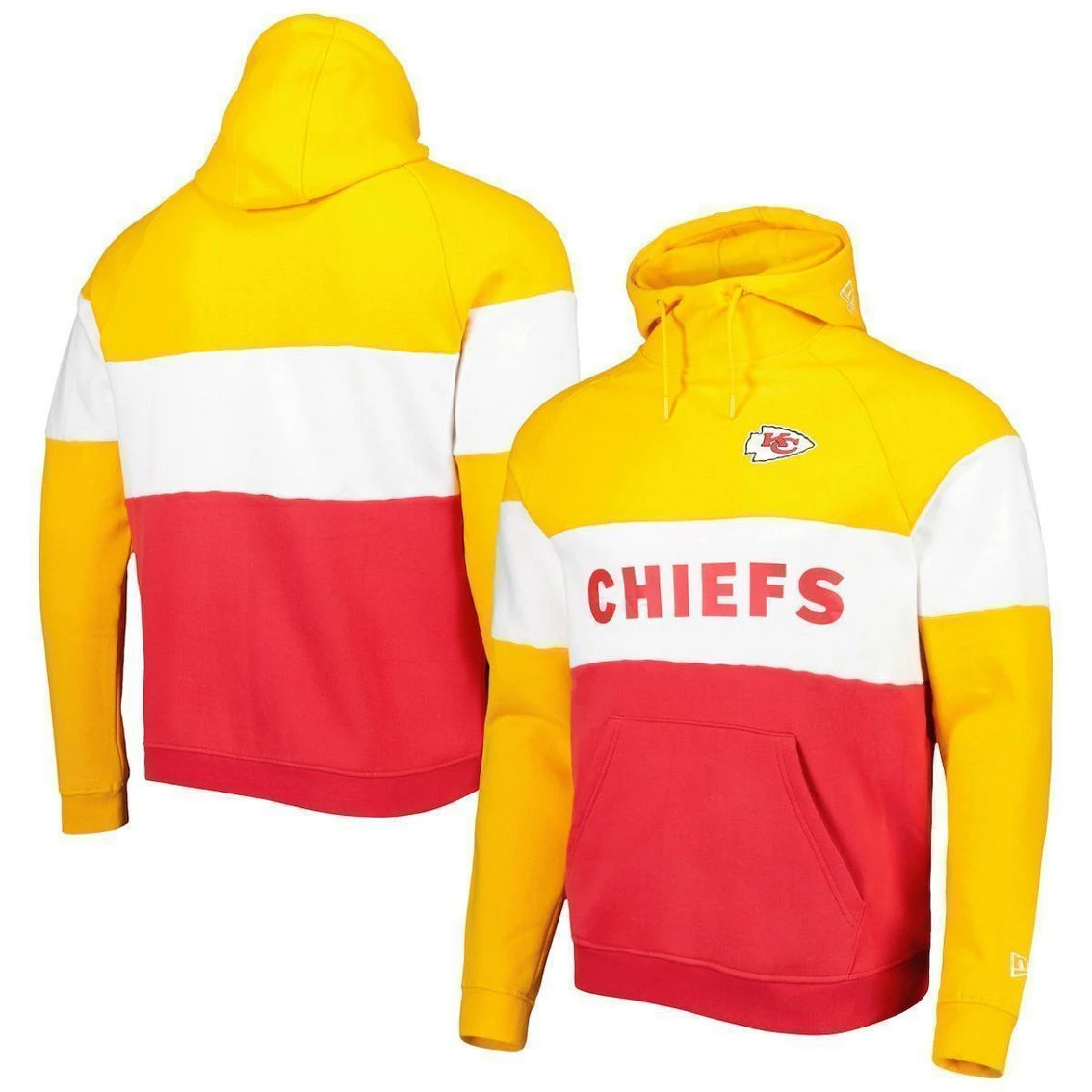 New Era Men's Red/Gold Kansas City Chiefs Colorblock Current Pullover Hoodie 4 New Era Men's Red/Gold Kansas City Chiefs Colorblock Current Pullover Hoodie - Image 2