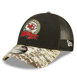 New Era Men's Black/Camo Kansas City Chiefs 2022 Salute To Service 9FORTY Snapback Trucker Hat -Mitchell & Ness store DSCO1150992309 1007 ALT3