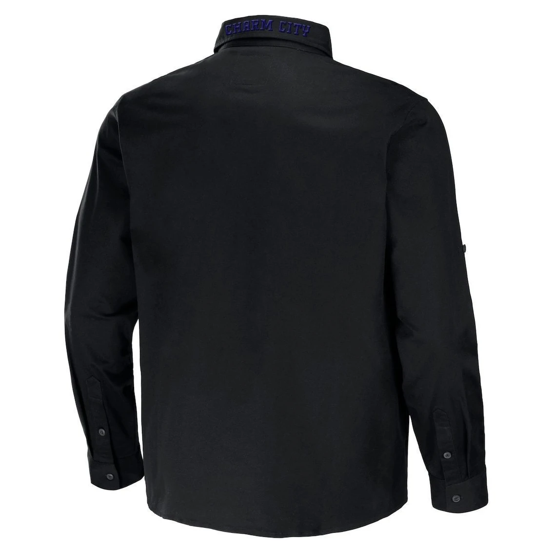 NFL X Darius Rucker Collection By Fanatics Men's Black Baltimore Ravens Convertible Twill Long Sleeve Button-Up Shirt 6 NFL X Darius Rucker Collection By Fanatics Men's Black Baltimore Ravens Convertible Twill Long Sleeve Button-Up Shirt - Image 4