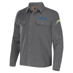 NFL X Darius Rucker Collection By Fanatics Men's Gray Los Angeles Chargers Canvas Button-Up Shirt Jacket 8 NFL X Darius Rucker Collection By Fanatics Men's Gray Los Angeles Chargers Canvas Button-Up Shirt Jacket -Mitchell & Ness store DSCO1151103333 1927 ALT2