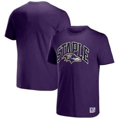 Staple Men's NFL X Purple Baltimore Ravens Logo Lockup T-Shirt