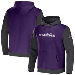 NFL X Darius Rucker Collection By Fanatics Men's Purple/Charcoal Baltimore Ravens Colorblock Pullover Hoodie